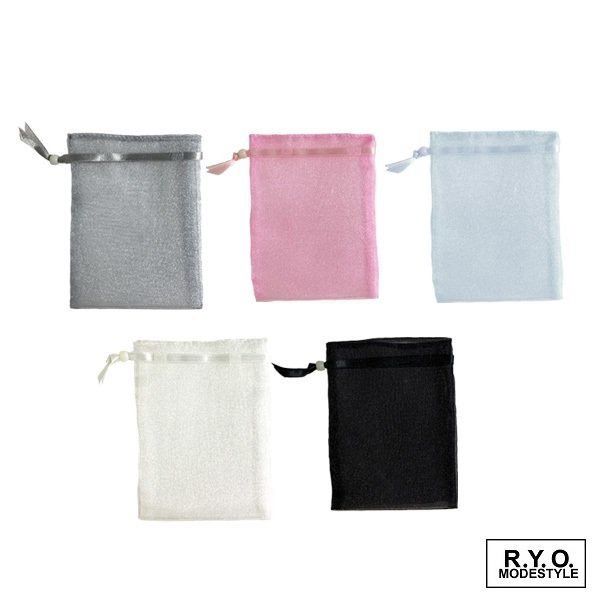 オーガンジー ポーチ 巾着 Mサイズ 50枚 OEM可能 5color