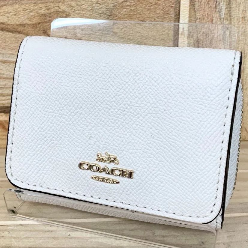 COACH コーチ 三つ折り財布 コンパクト ウォレット ホワイト 白 レザー