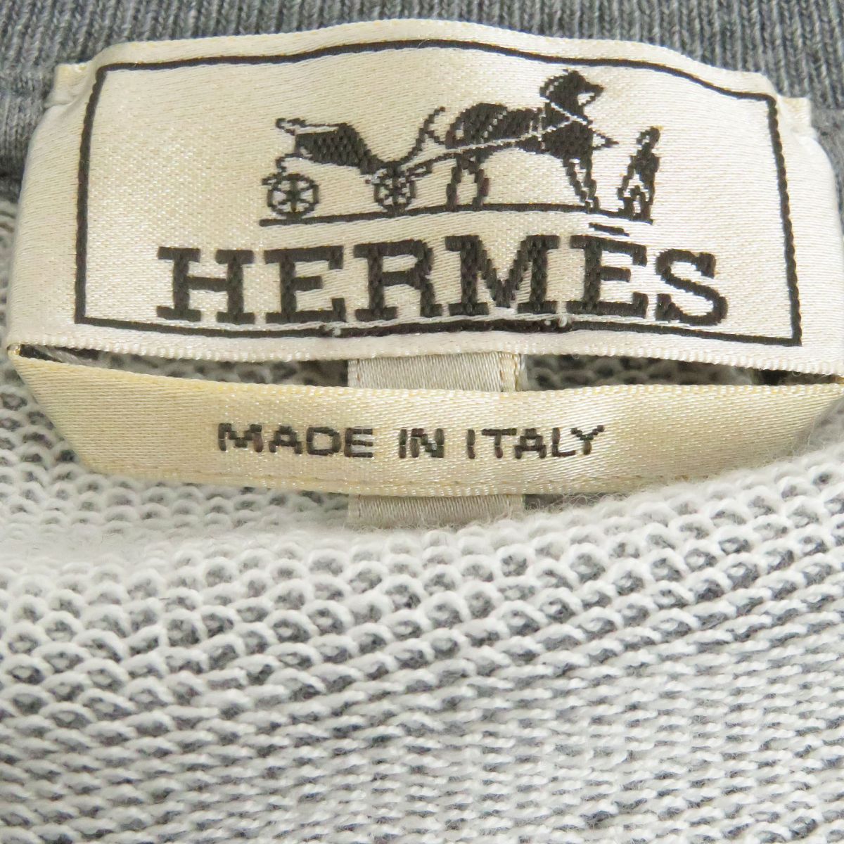 美品□HERMES/エルメス 金具/ビット レザーパッチ コットン クルー