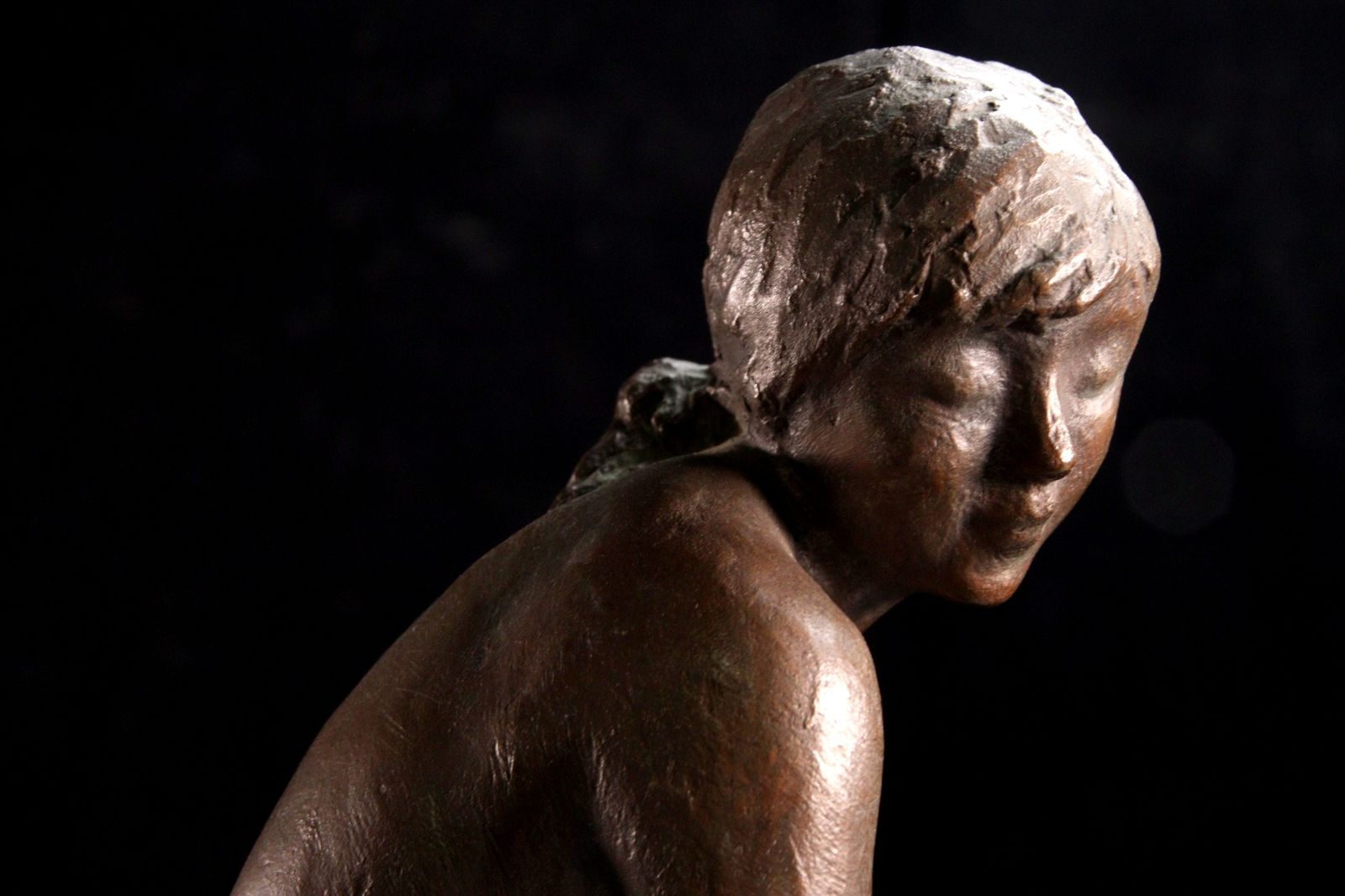 彫刻家 雨宮敬子 「汀」 ブロンズ製 裸婦像 38.5cm 2873g アンティーク