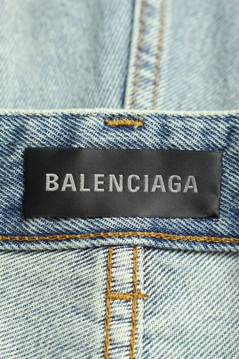 バレンシアガ ハイブリッド デニム パンツ ツートーン バレンシアガ 23SS 697886 THW25 LOW CROTCH JEANS ユーズド