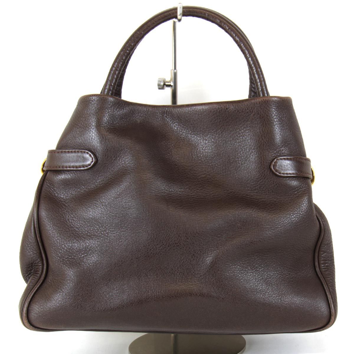 値下げ☆ソニアリキエル 本革ハンドバッグ ダークブラウン USED』 Sonia Rykiel ハンドバッグ レザー ダークブラウン