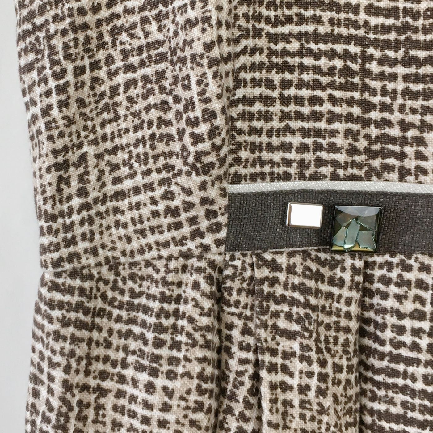 S Max Mara 総柄 リネン タック 切り替え ノースリーブワンピース  