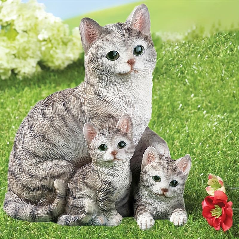 置物 オブジェ ガーデンオーナメント 猫の親子 ねこ ネコ 可愛い 室内 屋外 インテリア 玄関 リビング ダイニング 装飾 庭 ガーデニング 装飾 ガーデン 樹脂 ギフト プレゼント