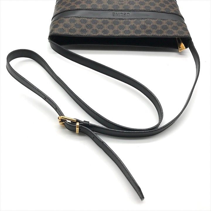 美品 CELINE セリーヌ ブラックマカダム ショルダー バッグ ブラック