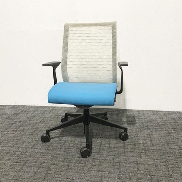 steelcase シンクチェア 肘付 オフィスチェア スチールケース ブルー