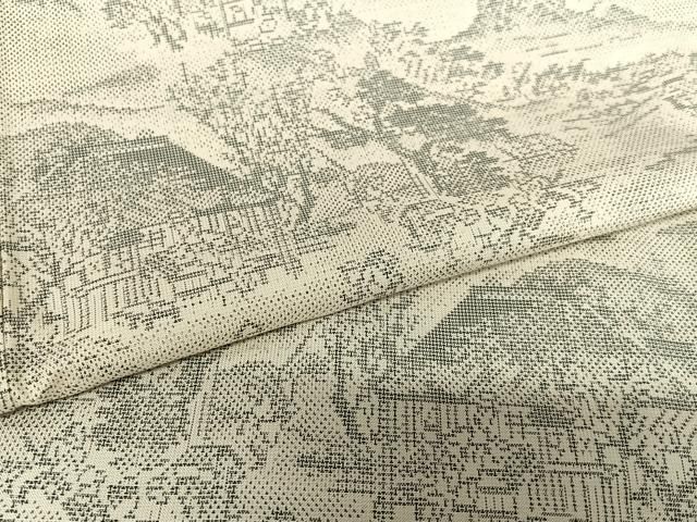 平和屋着物○本場大島紬 白大島 カタス9マルキ 人物風景文 正絹 逸品