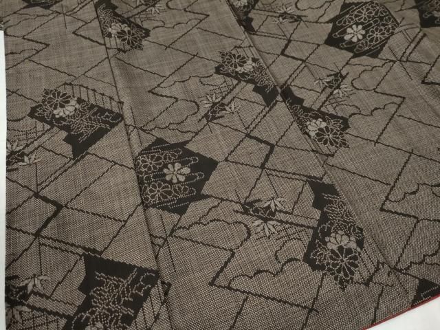 平和屋着物●本場大島紬　7マルキ　吉祥草花文　正絹　逸品　CAAW7666yc 平和屋着物○本場大島紬 7マルキ 吉祥草花文 正絹 逸品 CAAW7666yc