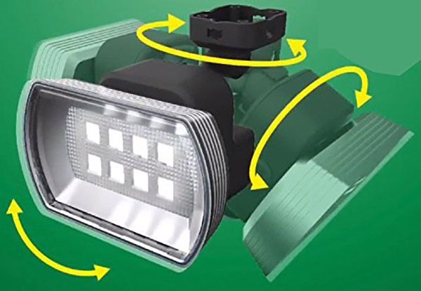 低価格 ムサシ RITEX フリーアーム式LEDセンサーライト 4.5Wワイド 乾電池式 防雨型 LED-150