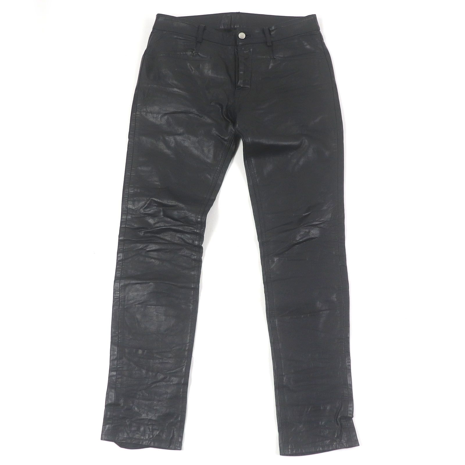 ドンドン見直し □Rick Owens リックオウエンス 22SS RU01B1393 Leather Tyrone Pants レザーパンツ ブラック 48 メンズ