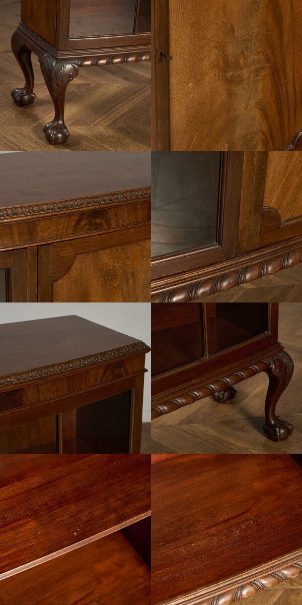 英国 クラシック ウォールナット ブックケース 食器棚 本棚 ガラス キャビネット 94349 MARWIL-DEMENAGEMENTS_CH