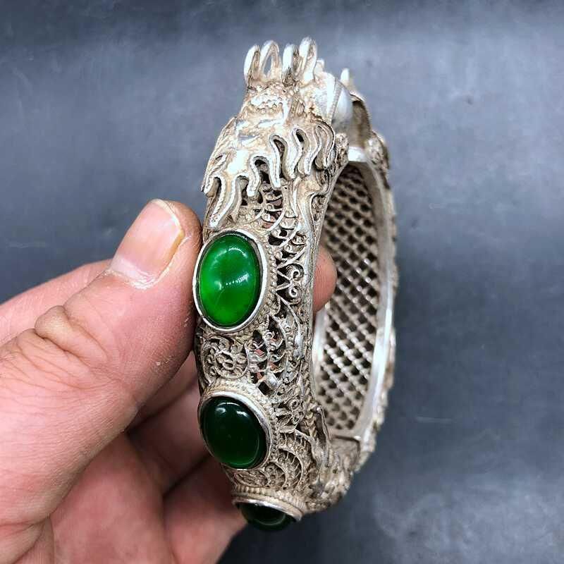 銅 細工 大清乾隆龍頭腕輪 装飾品現代工芸品 美術品 置物zw0829