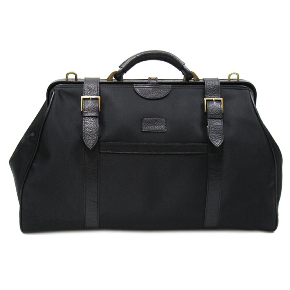 ☆KENZO ヴィンテージレザーボストンバック☆ ケンゾー KENZO ボストンバッグ ロゴ ブラック ゴールド レディース