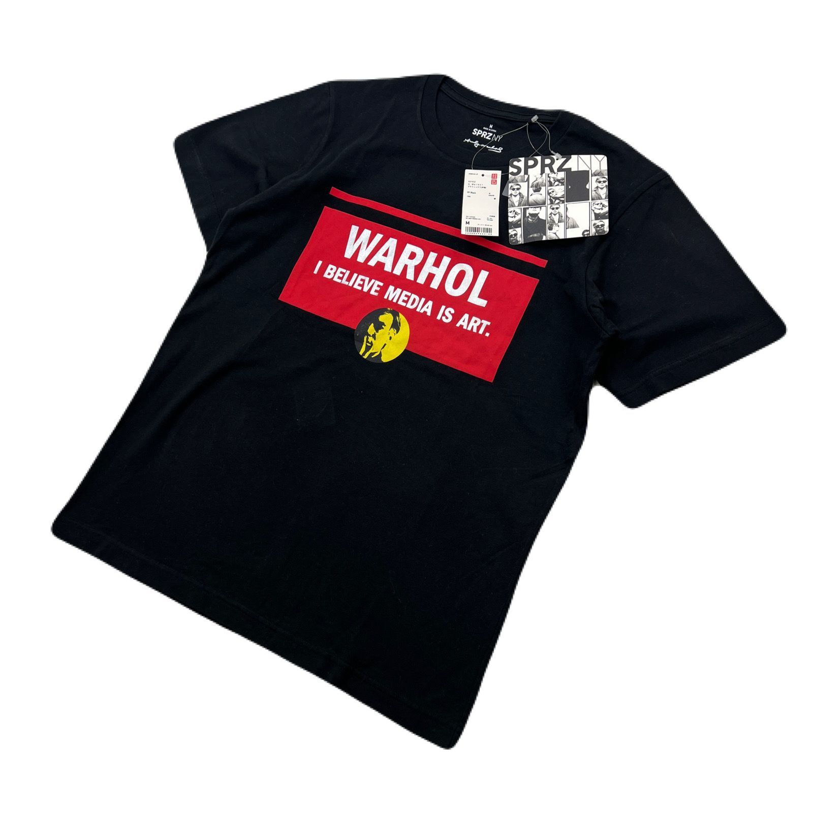 UNIQLO Tシャツ 半袖 メンズ M ブラック × レッド 【 タグ付き デッド 