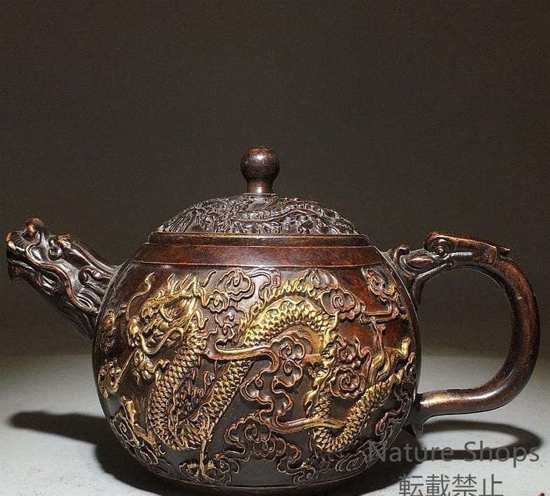 新品未使用】十二支龍頭茶壺 龍鳳壺 銅壺徳利 茶道具 煎茶器 装飾品