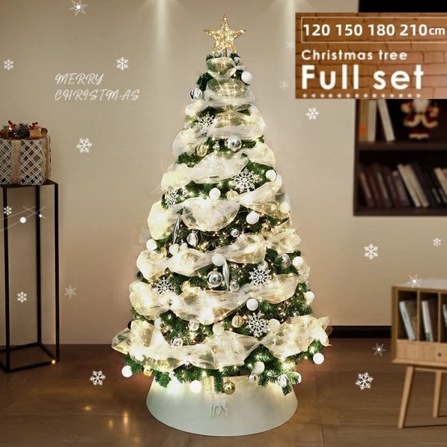 クリスマスツリー 210cm オーナメントセット 2024ver. クリスマス ツリー Xmas led 豪華セット 北欧風 鉄脚 充実なオーナメント 収納 ライト 飾り
