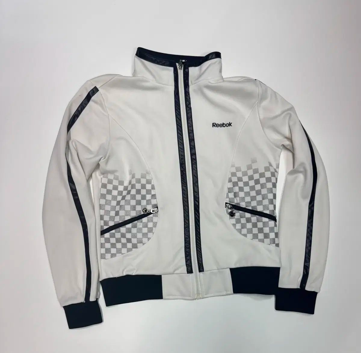 レディース Reebok リーボック スクール 白 レーシング チェッカーボード ジャージ