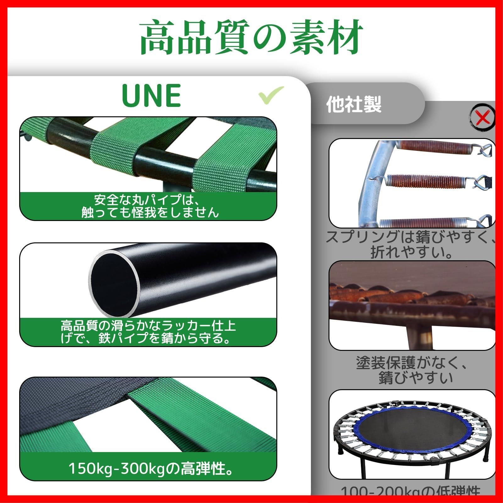 UNE トランポリン 補助手すり付き 折りたたみ 大型122cm 4段階高さ調整 とらんほりん 子供 室内 耐荷重300kg 安全ゴム 静音 高弾力 組み立て簡単 折りたたみ式トランポリン 大人用 収納が便利 Trampoline 室内遊び 外 SKLAD-KIRPICHA_RU