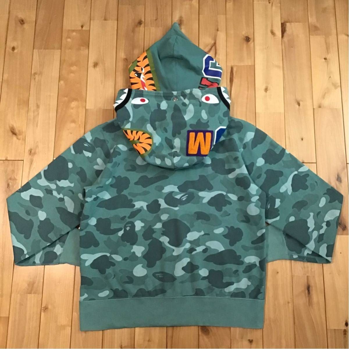 APE COLOR CAMO DOUBLE SHARK HOODIE M