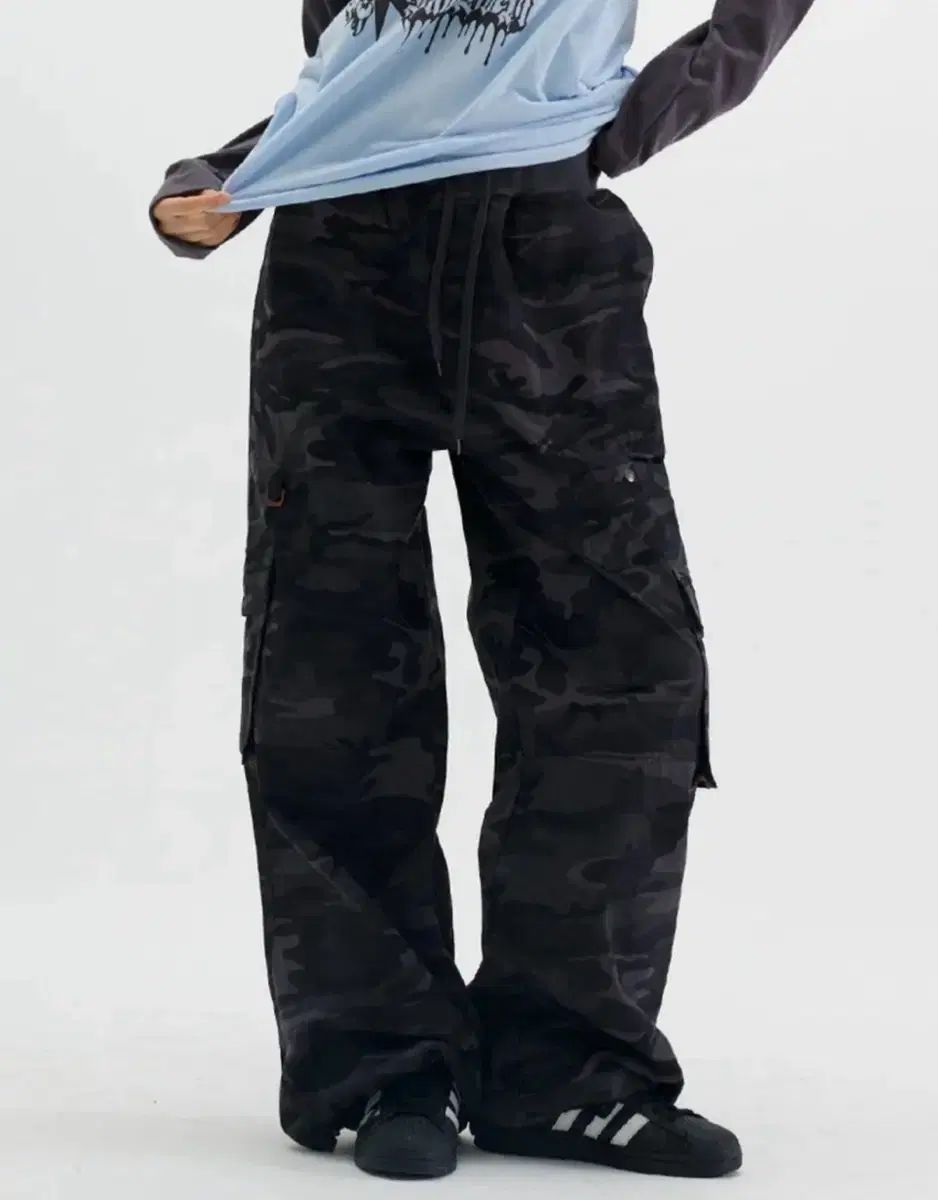 ランニング ハイ リップストップ バンディング カーゴ パンツ 黒 カモフラージュ s