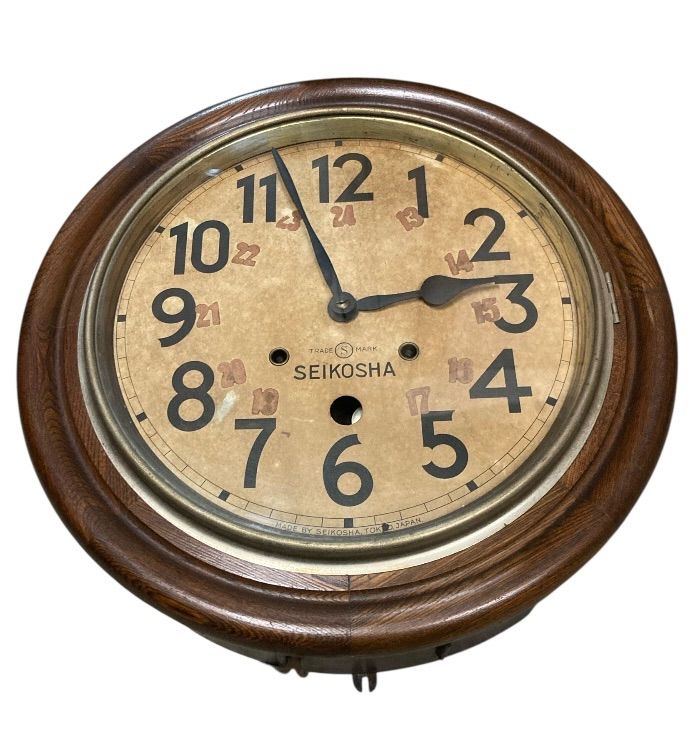 精工舎 SEIKOSHA 振り子時計 精工舎 1881年 創業 日本時計 1897年 日本最大 メーカー﻿ 壁掛け時計 懐中時計 丸型 掛時計 柱時計 古時計 掛け時計 ゼンマイ アンティーク レトロ 昭和レトロ動作未 ジャンク品 N25J 出西 45