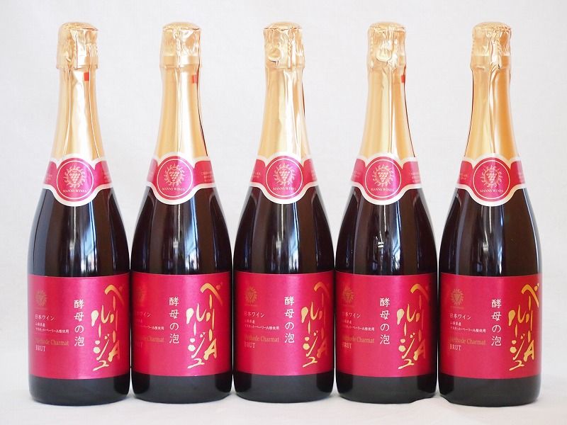 5本セット(山梨県産マスカット・ベーリーA スパークリング赤ワイン ルージュ 酵母の泡 alc.11%やや辛口) 720ml×5本