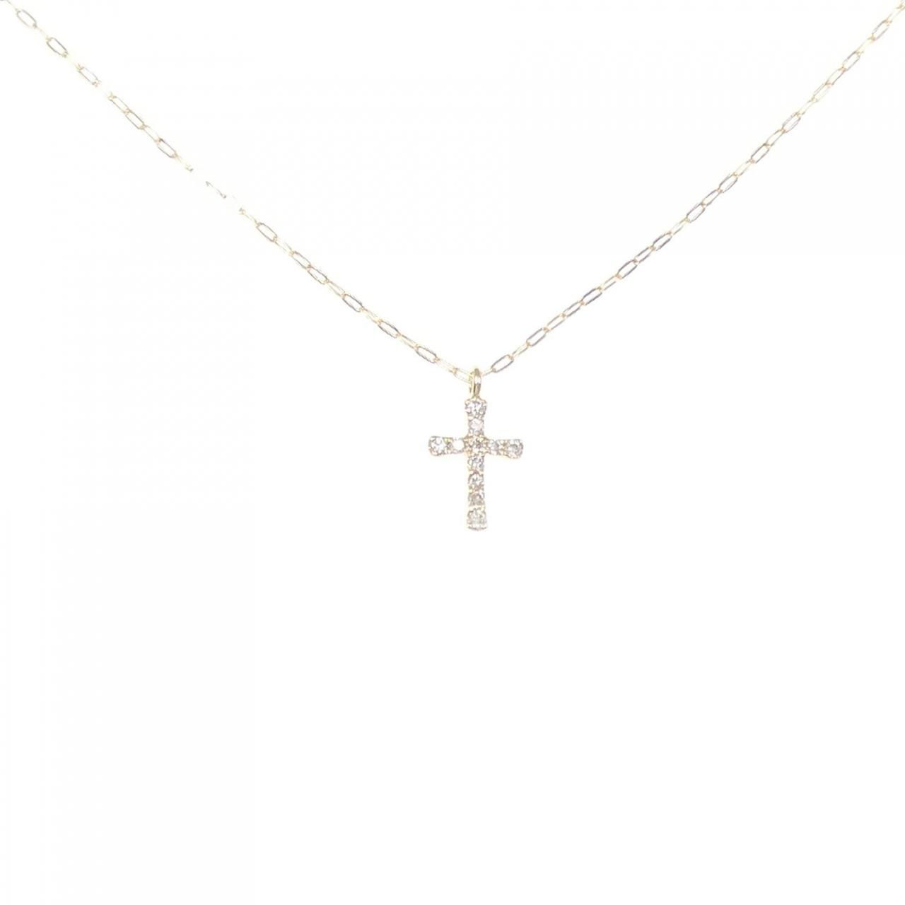 アガット クロス ダイヤモンド ネックレス 0.05CT