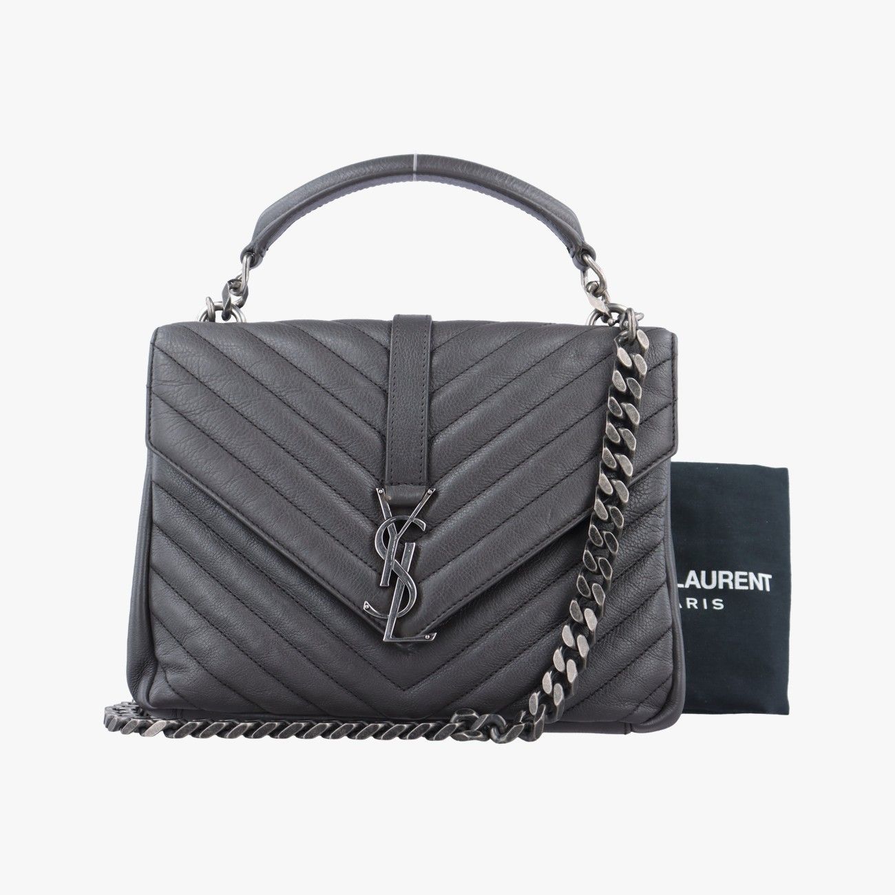 イヴサンローランYves Saint Laurentカレッジ グレー レザー 428056 PMR428056.0716