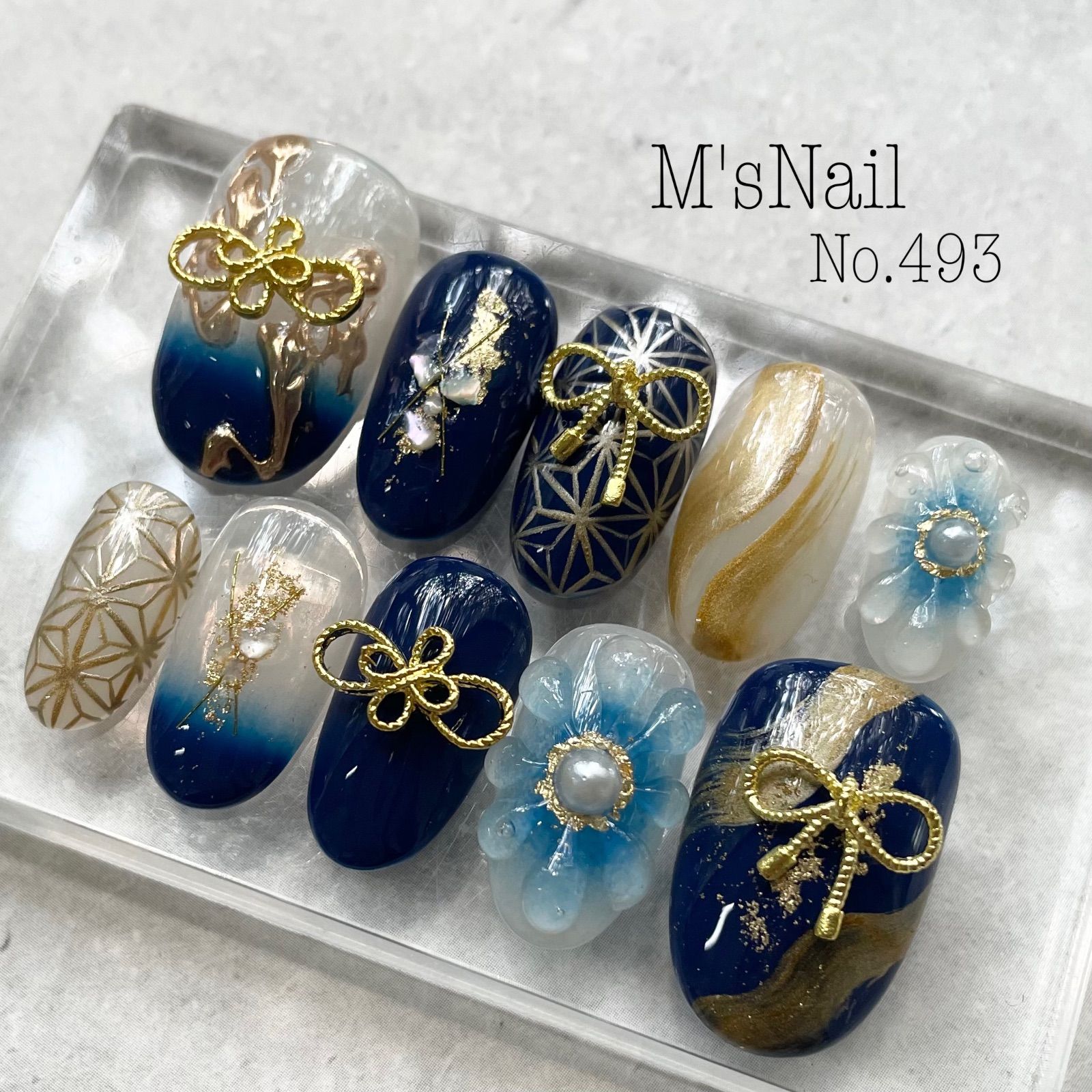 ネイルチップ 成人式 振袖 和柄 和装 着物 グラデーション 花