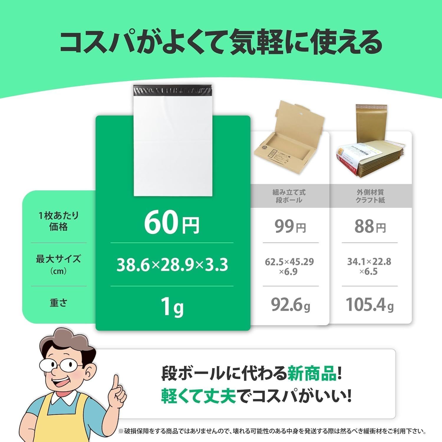 メルカリ袋 大＃６０ｘ３２０ｘ４３０＋５０ｍｍ１０００枚セット