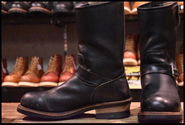 【7.5D 良品 PT83 91年04月刻印】レッドウィング 2268 エンジニア 黒 ブラッククローム スチールトゥ ブーツ redwing PT91 HOPESMORE【EF298】