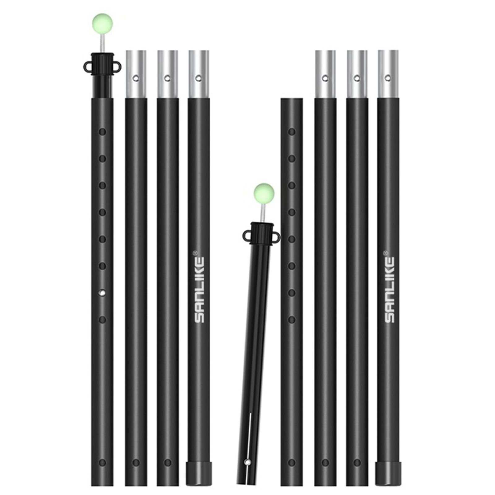 キャノピーポール タープポール アルミ製 プッシュボタン式 6節連結 総長約240cm 直径25mm 厚さ1.5ｍｍ 頑丈 サンライク SANLIKE テントポール コンパクト キャンプ アルミポール 収納袋付き 2本セット グレー レッド