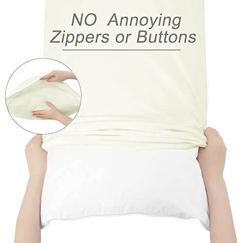 【匿名配送】 50x120cm_クリーム uxcell 枕カバー マイクロファイバー ピローケース ロング 大きい 等身大 サテン織り 防臭 しわなし ホテル品