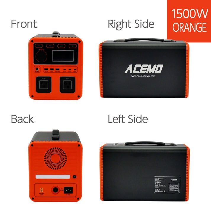 P15ポータブル電源オレンジ 1500w