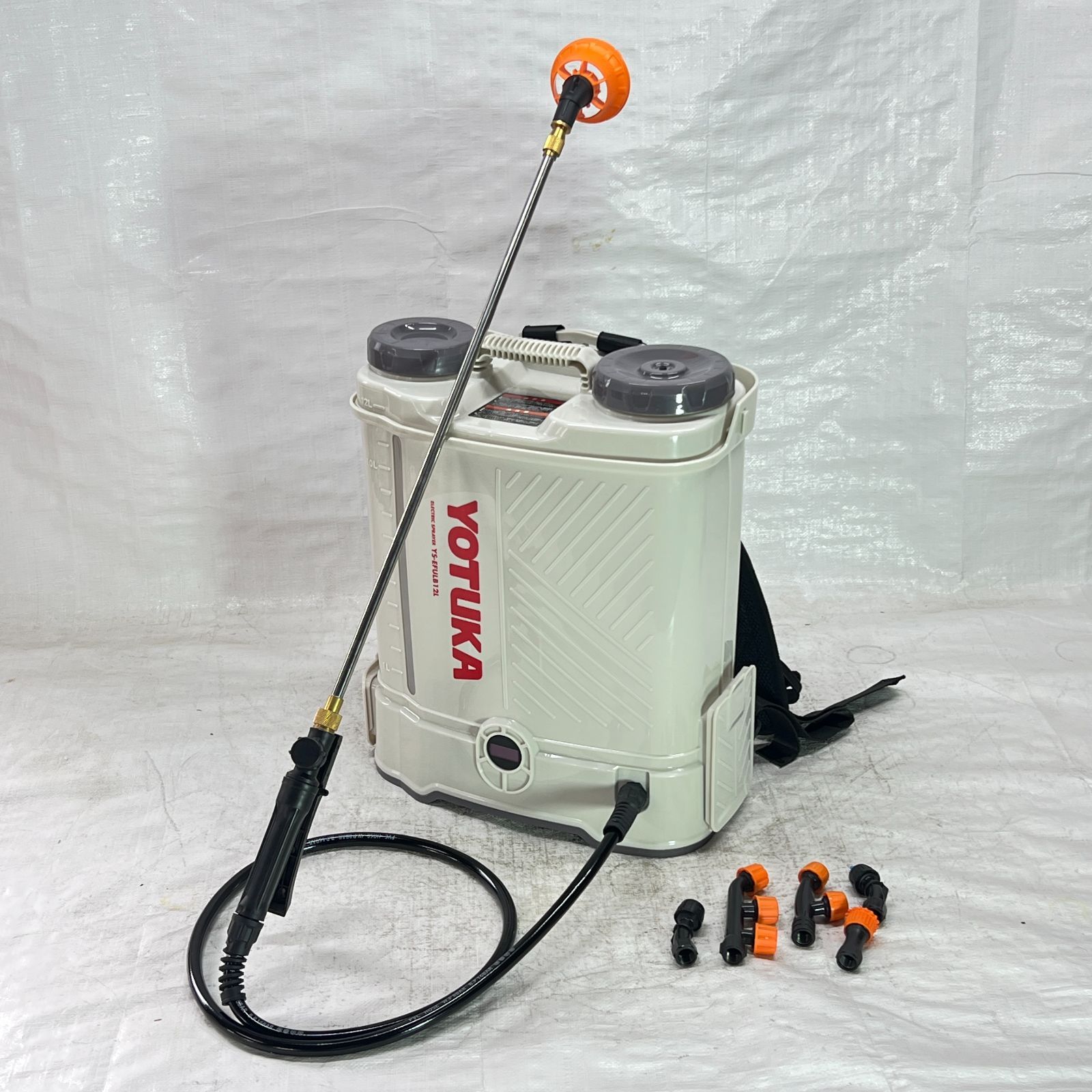 あひる様　専用　【未使用】【展示品】 電動噴霧器 背負い式 12L バッテリー式 ノズル6種付 かき混ぜ機能付き ホワイト YS-EFULB12L 【757-1】