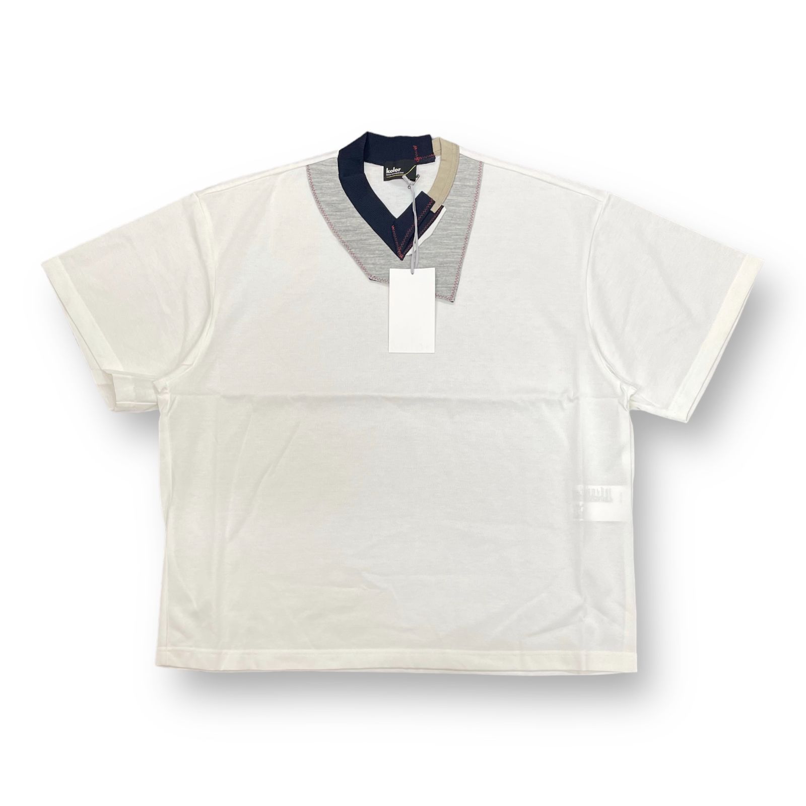 定価23100円 新品 kolor 22SS 度詰め天竺 ドッキング Tシャツ カラー