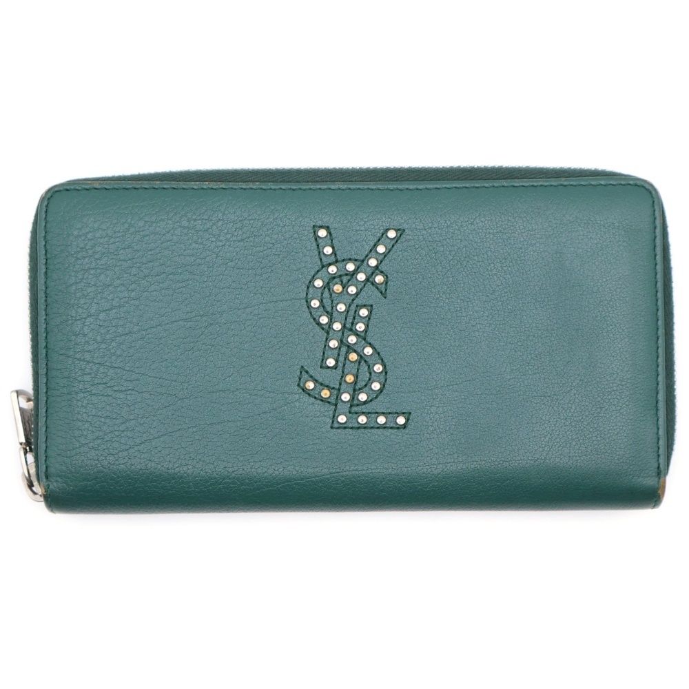 サン・ローラン YSLロゴスタッズ レザー長財布 SAINT LAURENT - □中古□ サンローラン 長財布 ロゴ 星 スター