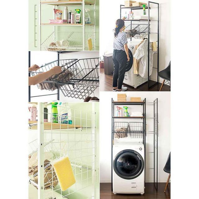 伸縮ランドリーラック ホワイト