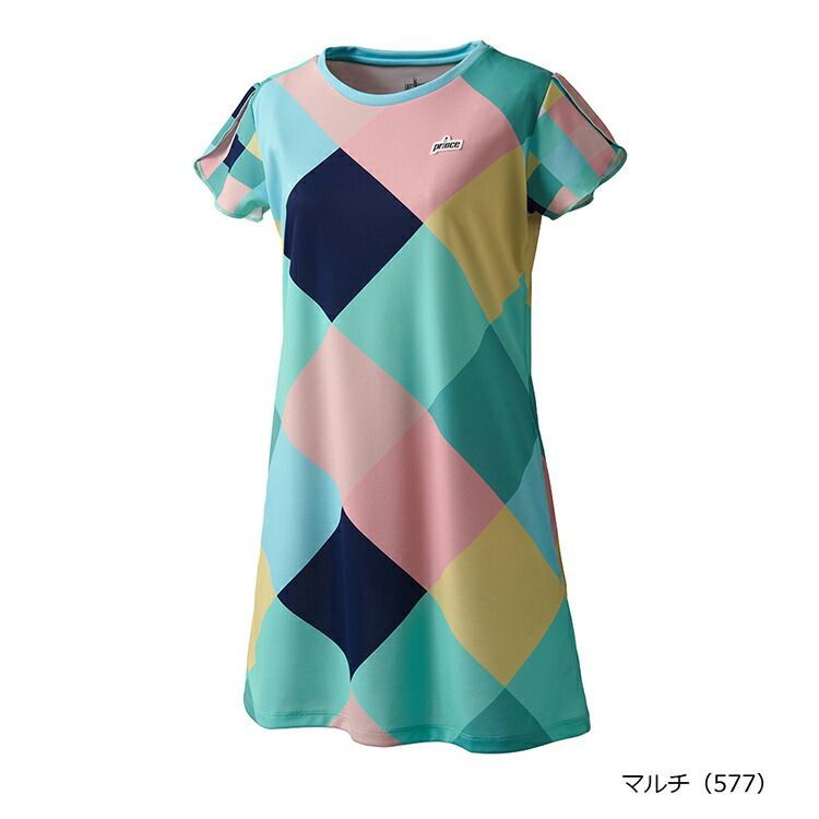 Lサイズのみ prince プリンス レディース ウィメンズ テニス ワンピース 吸水速乾 UPF50＋ 制電 ＦＤピンメッシュ 素材 マルチ WS5402-577-L