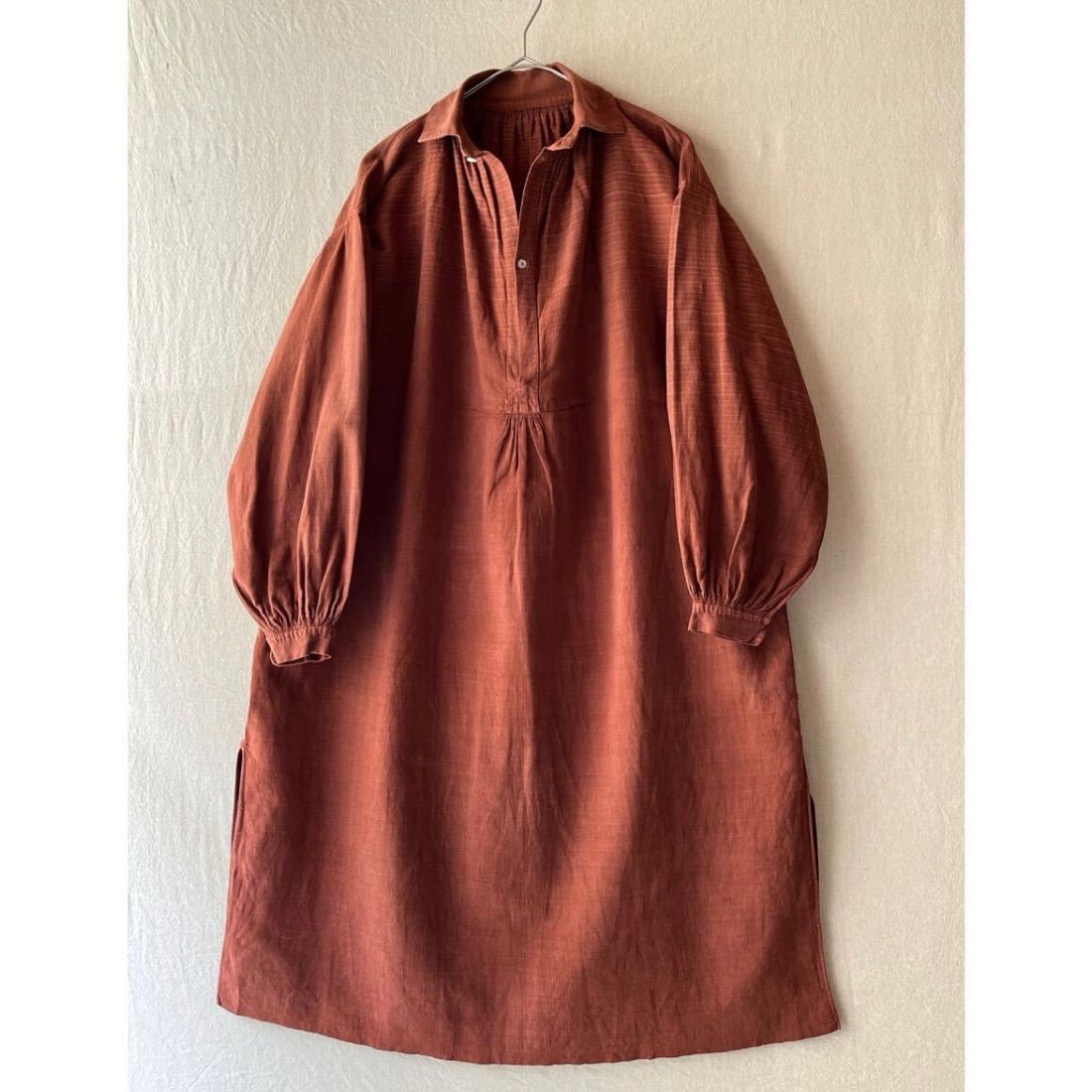 アンティーク1920〜 frenchvintageリネンスモッググランパシャツ 9576068895f8ebb177cee1053f4d4b
