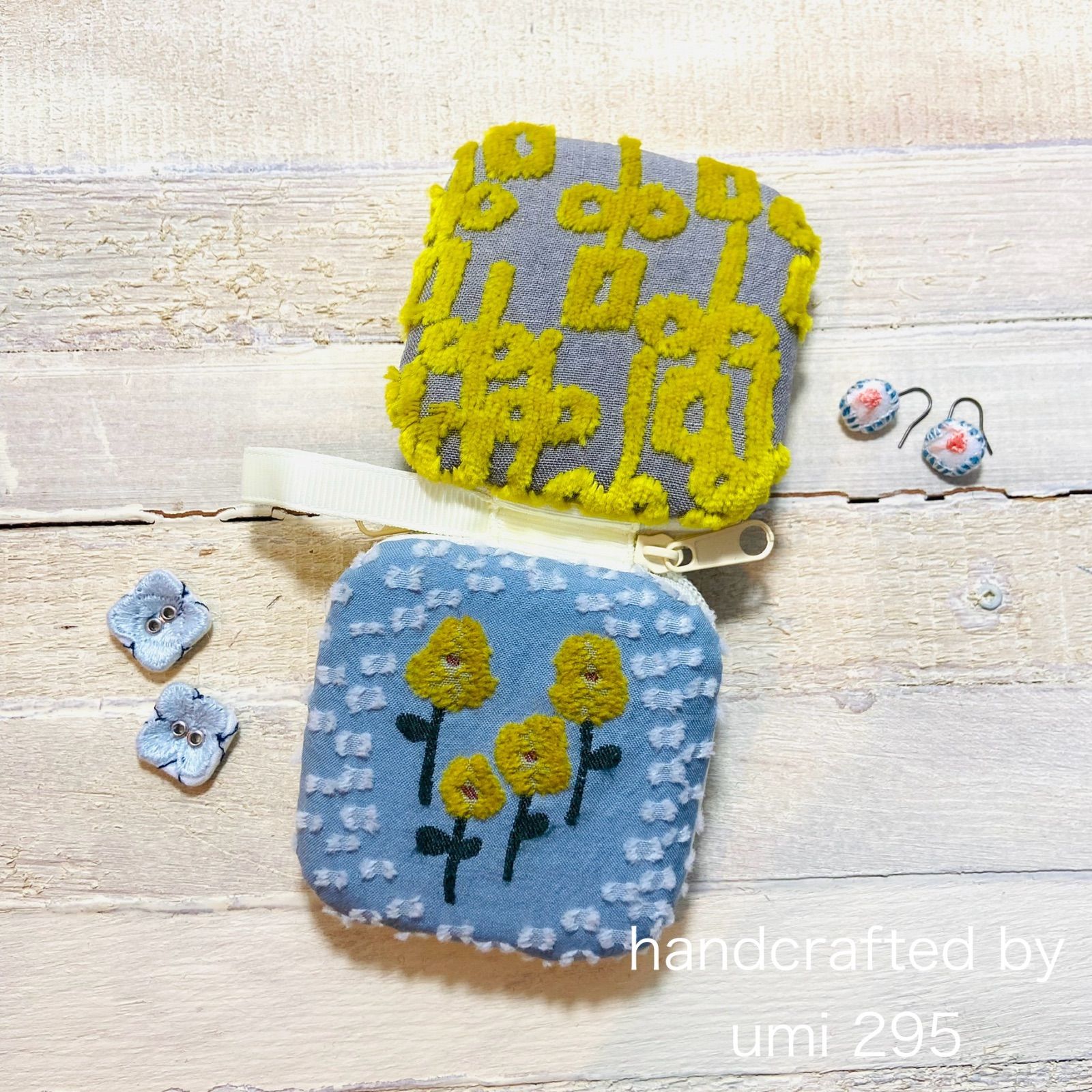 ミニハードケース ballade chorus イエロー ハンドメイド ミナペルホネン生地使用