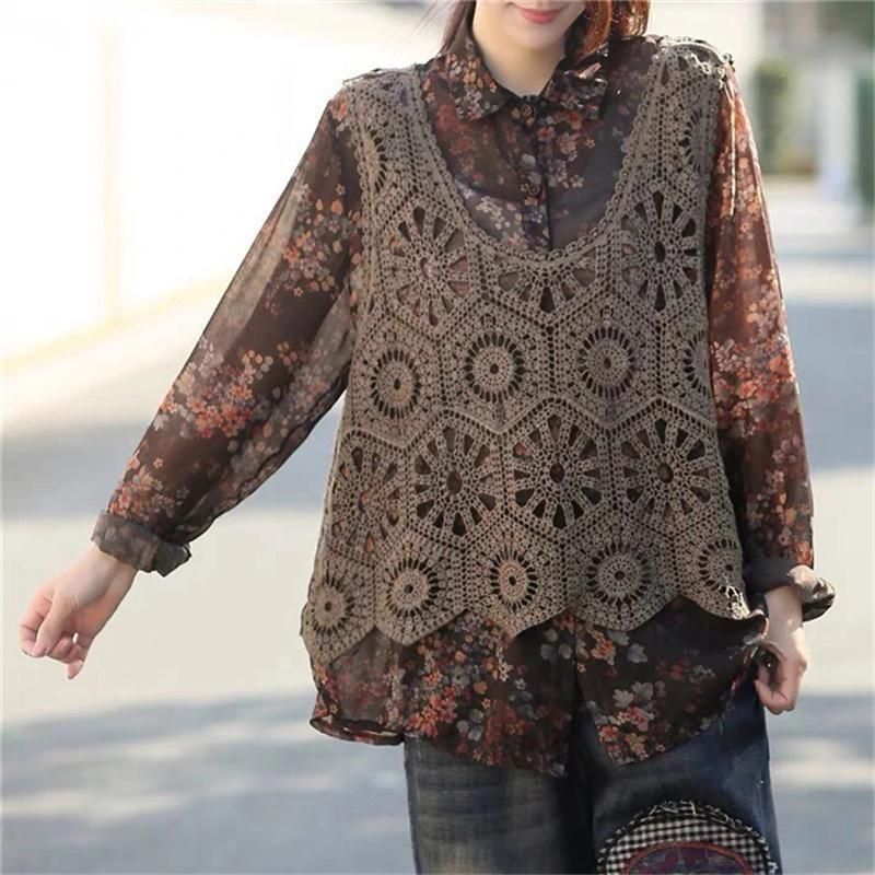 透かし編みニットトップス 透かし編みノースリーブトップス 40