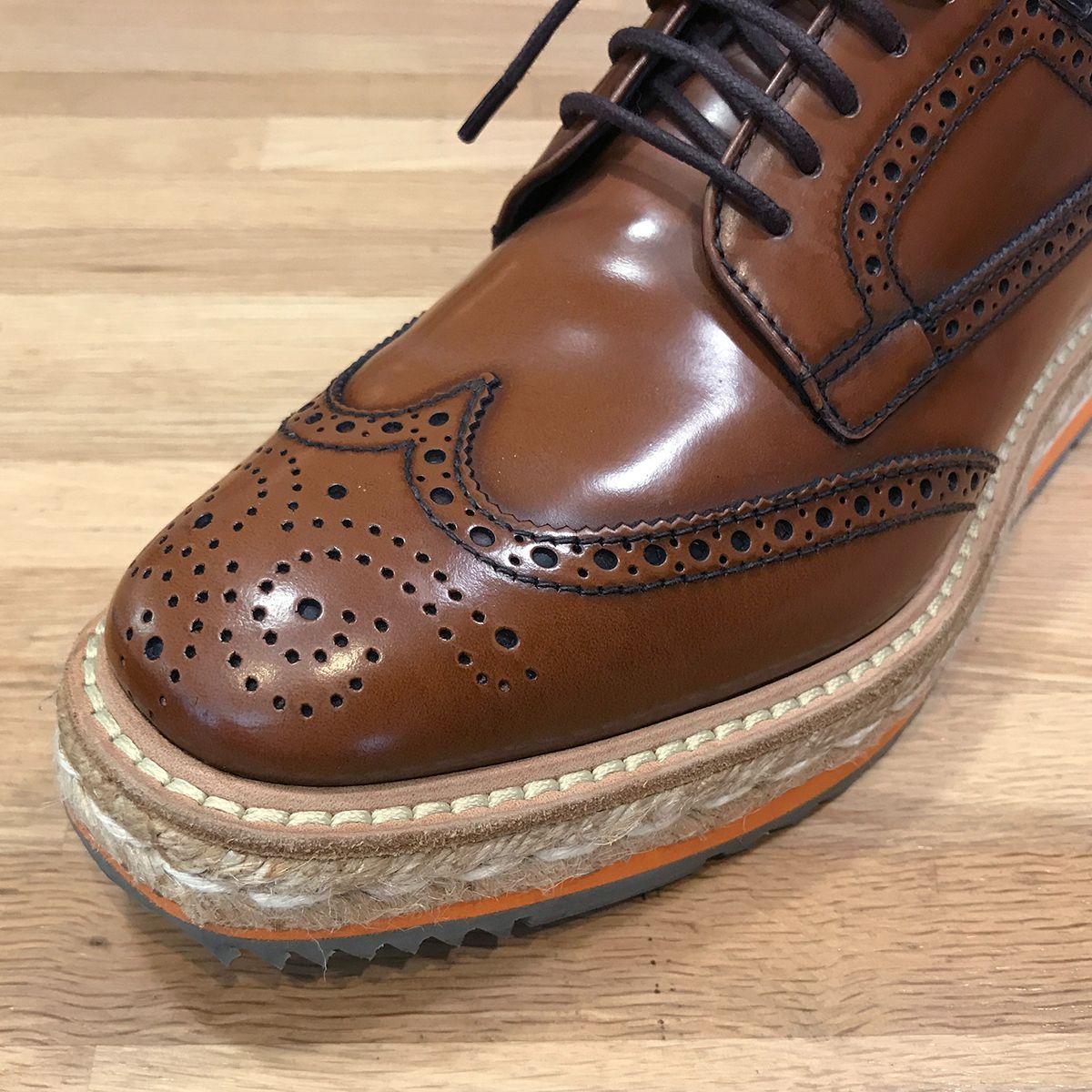 超美品】 プラダ ウイングチップ エスパドリーユ ドレスシューズ 