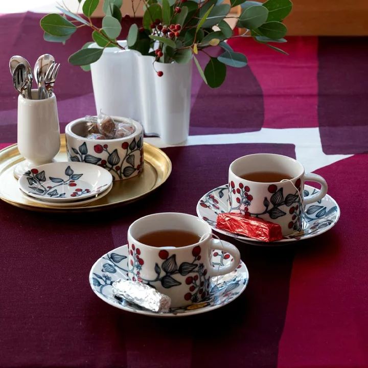 アラビア　ルノ　フロストベリー カップ アンドソーサー （コースター付） アラビア ルノ ティーカップ&ソーサー フロストベリー 2客セット