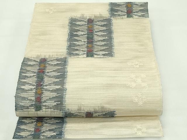 M252 帯屋捨松　1854年創業　夏帯　正絹　名古屋帯 平和屋着物□極上 夏物 1854年創業 帯屋捨松 八寸名古屋帯 市松