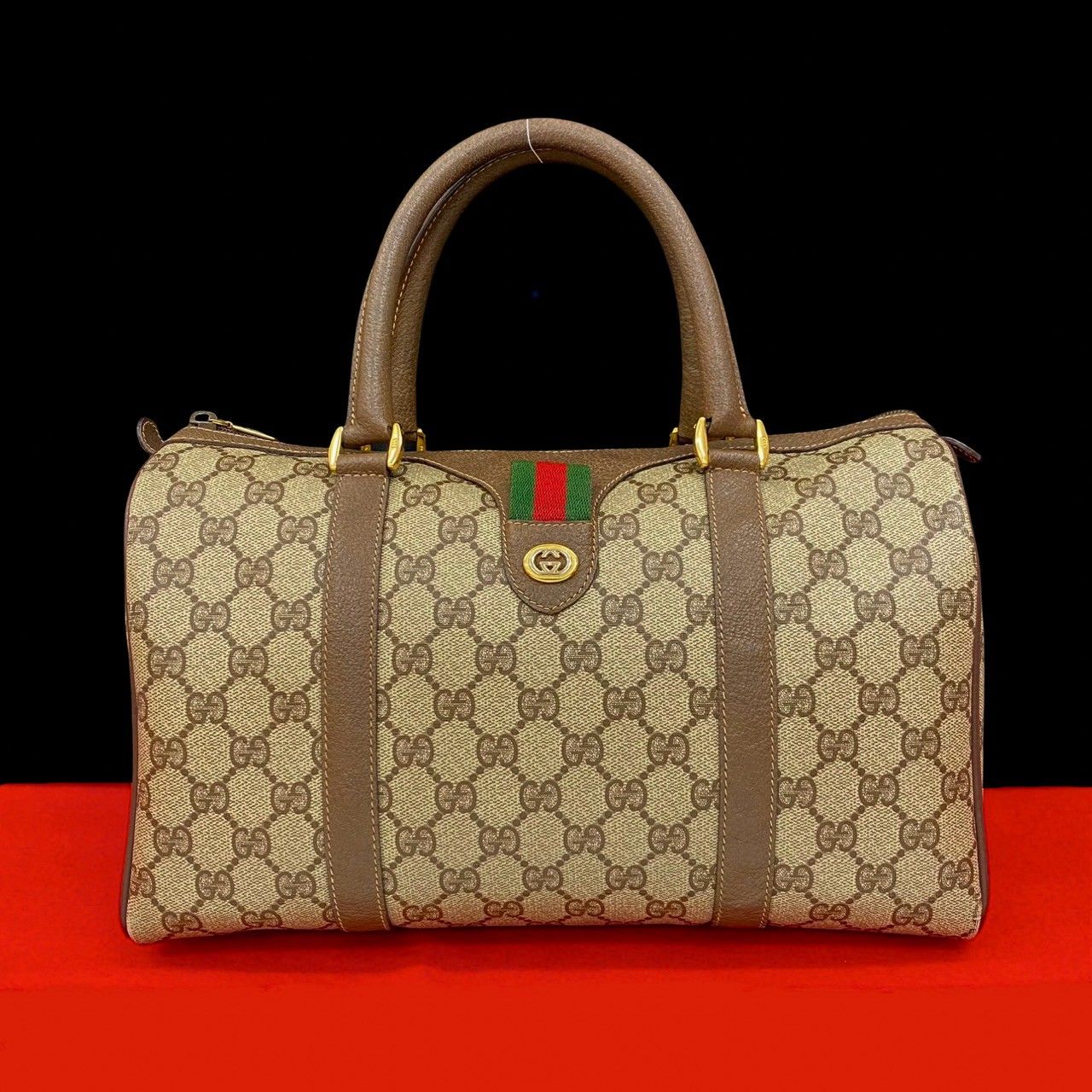 ✨美品✨GUCCI シェリーライン GG ボストンバッグ ハンド レザー 金具 極 美品 GUCCI グッチ オールドグッチ ヴィンテージ シェリー