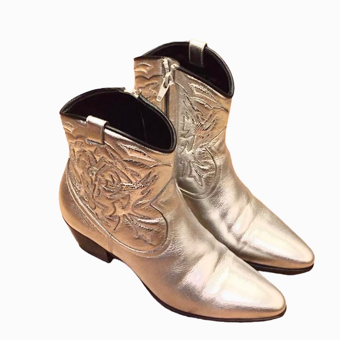 Saint Laurent サンローラン ショートブーツ シルバー YSL SIZE