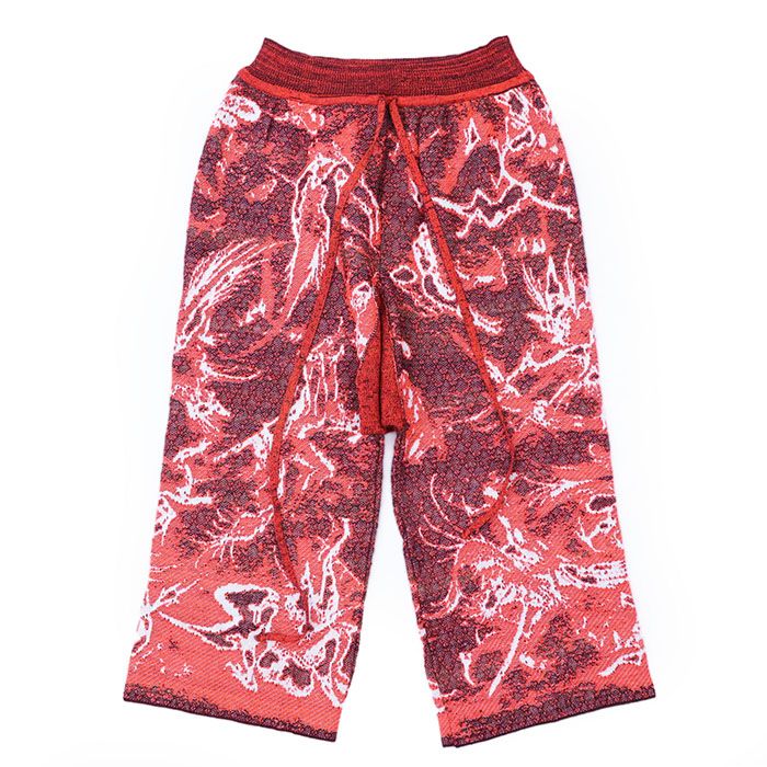 Vivienne Westwood ヴィヴィアン ウエストウッド パンツ ニット ジャガード クロップド イージー 総柄 コットン | ウール ボトムス ユニセックス サイズ F オレンジ 橙色 イタリア製