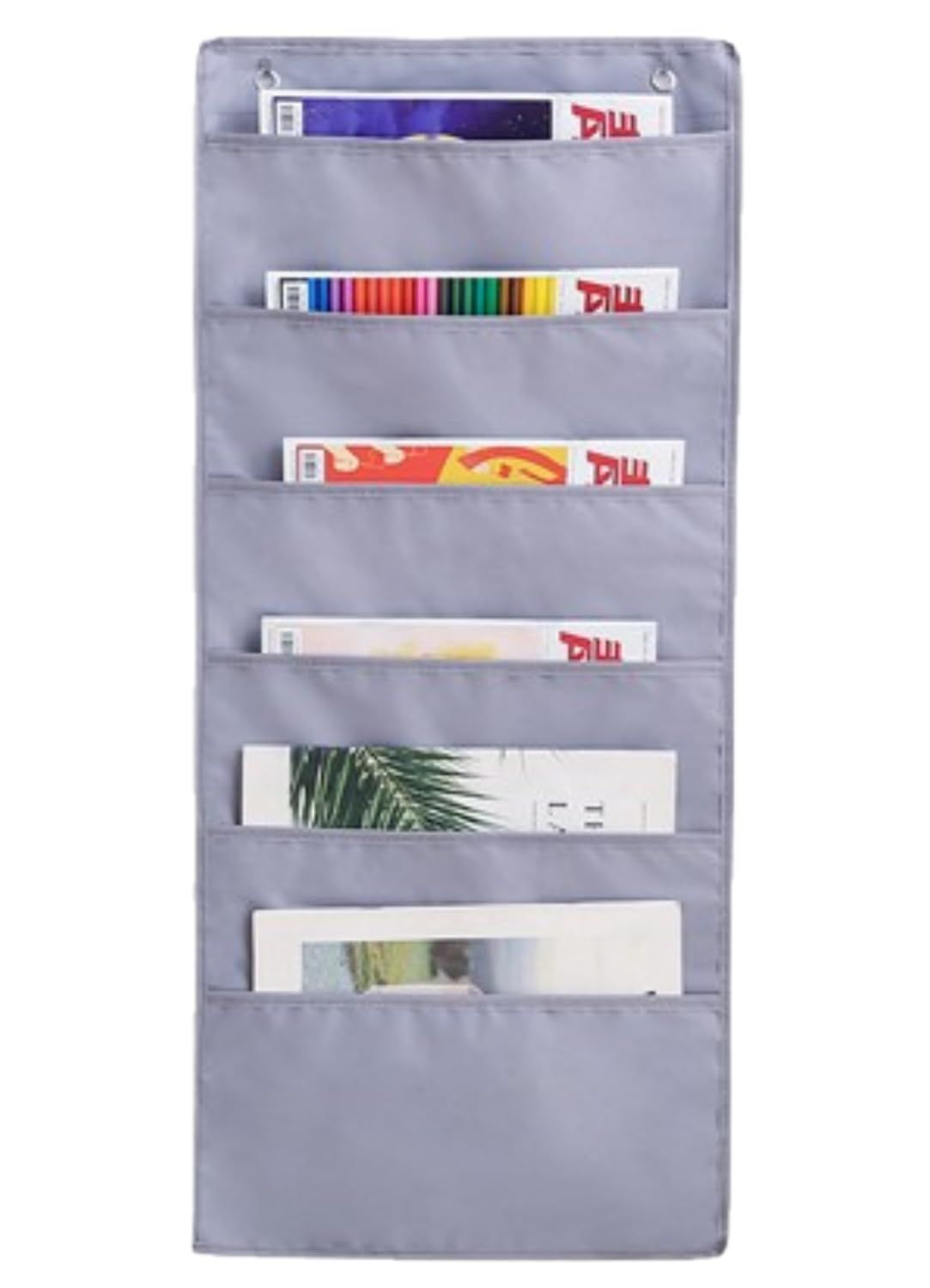 Crystal craft ウォールポケット A4サイズ 壁掛け ポケット 書類 雑誌 小物 本 資料 収納 布製 ドア掛け レター 吊り下げ式 整理整頓 省スペース【グレー 6ポケット】 [グレー 6ポケット]