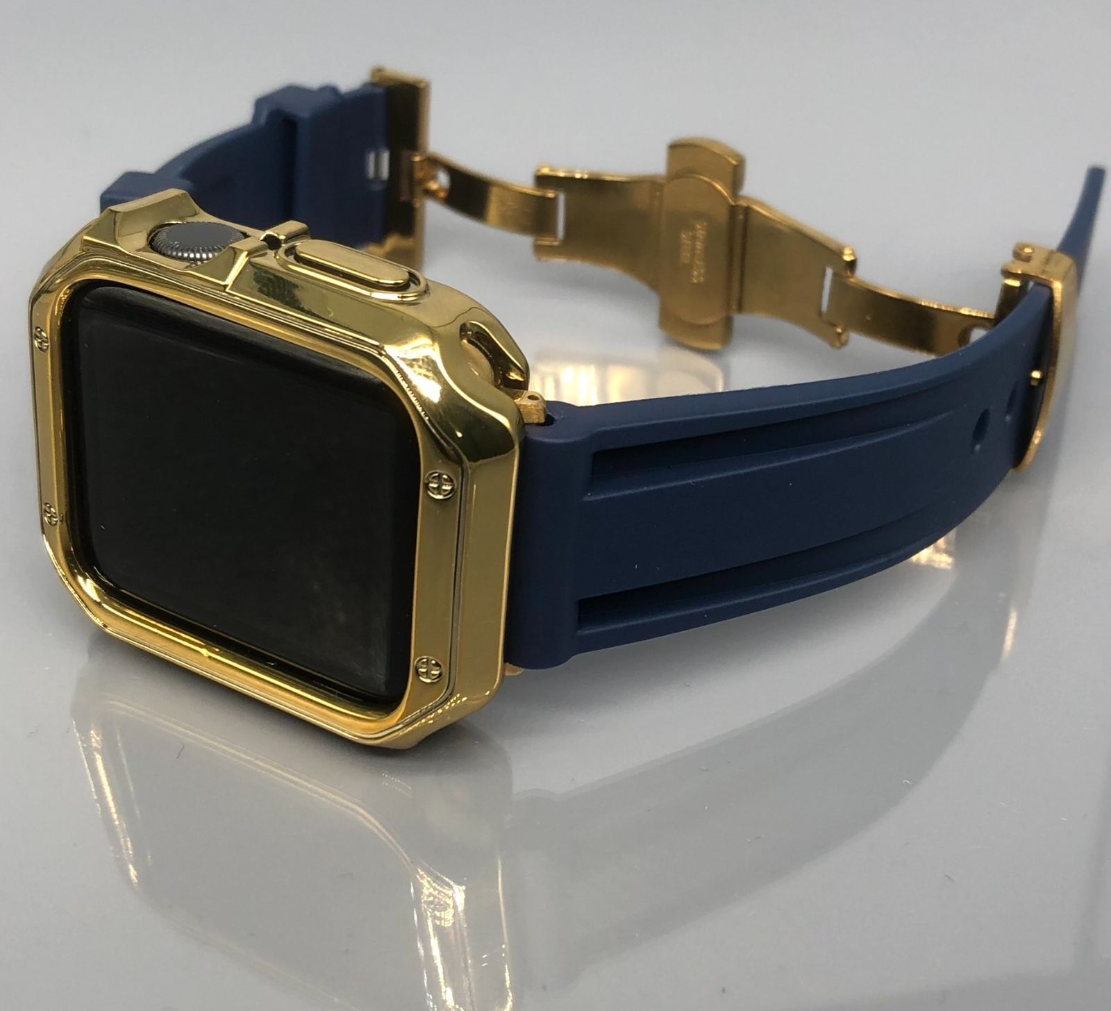 Apple Watch★ゴールドネイビー★カスタムバンド◆セット Apple Watch☆ゴールドネイビー カスタムバンド ケース セットの